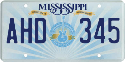 MS license plate AHD345