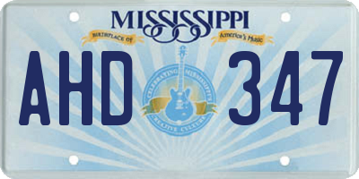 MS license plate AHD347