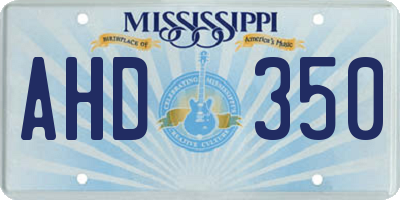 MS license plate AHD350