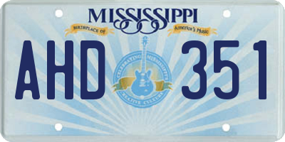 MS license plate AHD351