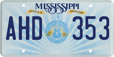 MS license plate AHD353