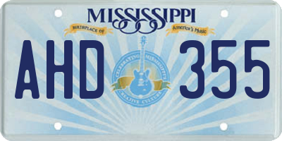 MS license plate AHD355