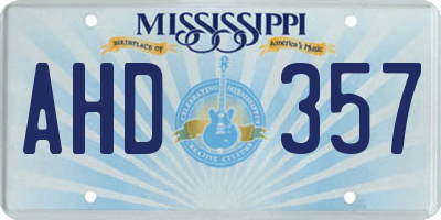 MS license plate AHD357