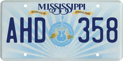 MS license plate AHD358
