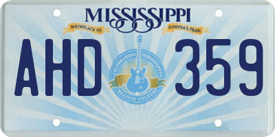 MS license plate AHD359