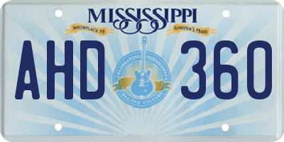MS license plate AHD360