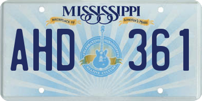 MS license plate AHD361