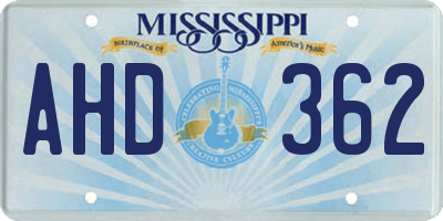 MS license plate AHD362
