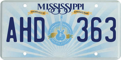 MS license plate AHD363