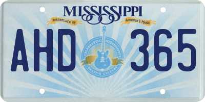 MS license plate AHD365