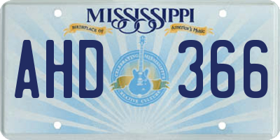 MS license plate AHD366