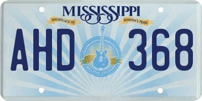 MS license plate AHD368