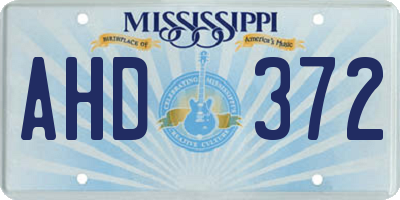 MS license plate AHD372