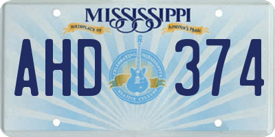 MS license plate AHD374