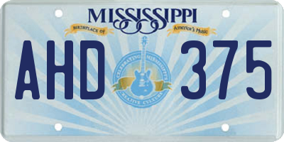 MS license plate AHD375