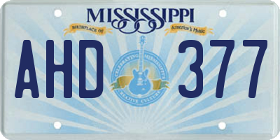 MS license plate AHD377