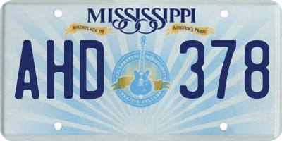 MS license plate AHD378