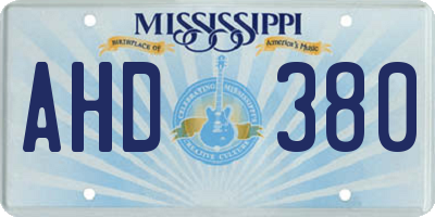 MS license plate AHD380