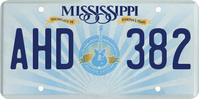 MS license plate AHD382