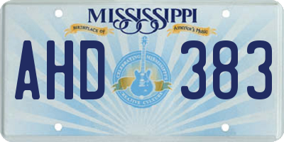 MS license plate AHD383