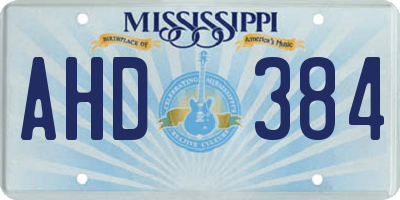 MS license plate AHD384