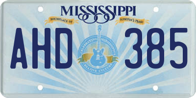 MS license plate AHD385