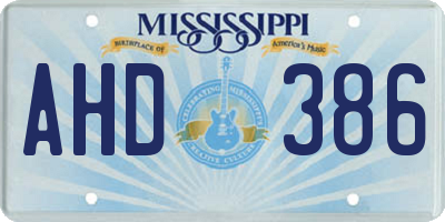 MS license plate AHD386