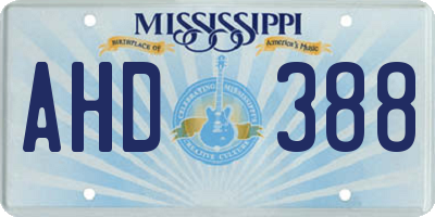 MS license plate AHD388