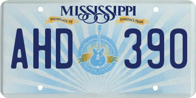 MS license plate AHD390
