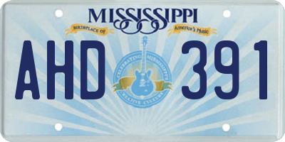 MS license plate AHD391