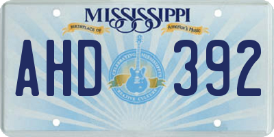 MS license plate AHD392