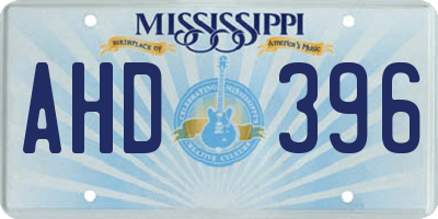 MS license plate AHD396