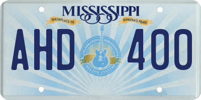 MS license plate AHD400