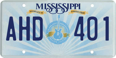 MS license plate AHD401