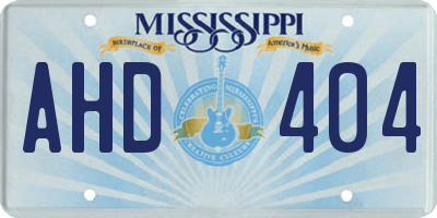 MS license plate AHD404
