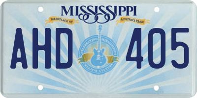 MS license plate AHD405