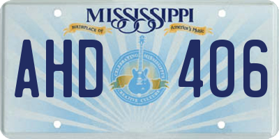 MS license plate AHD406