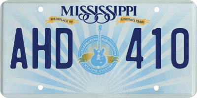MS license plate AHD410