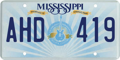 MS license plate AHD419