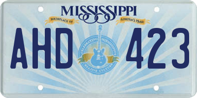 MS license plate AHD423