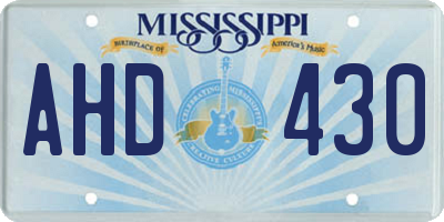 MS license plate AHD430