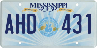 MS license plate AHD431