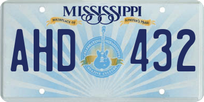 MS license plate AHD432