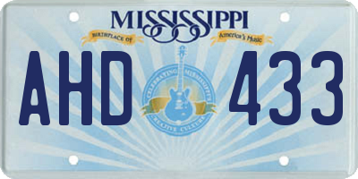 MS license plate AHD433