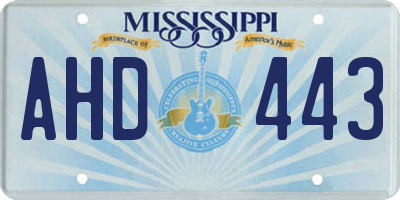 MS license plate AHD443