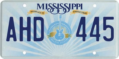 MS license plate AHD445