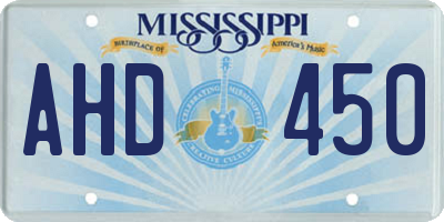 MS license plate AHD450