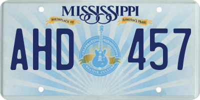 MS license plate AHD457