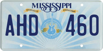 MS license plate AHD460