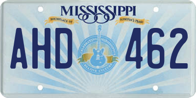 MS license plate AHD462